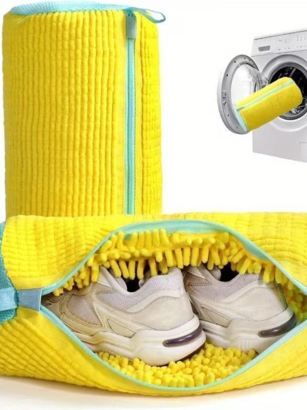 Chenille Washing Machine Shoe Bag Reusable Protective Sneaker Cleaner Yellow